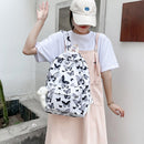 Graffiti Butterfly Print Rucksack Women Preppy Style Large Handbags Bear Pendant