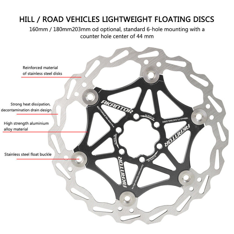 Mountain Bike Disc Brake Rotor 160 180 203mm MTB Hydraulic Bike Brake 6 Bolts