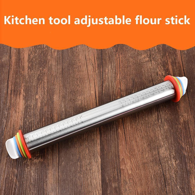 Stainless Steel Rolling Pin Dough Mat Dough Roller Adjustable Kitchen Tool