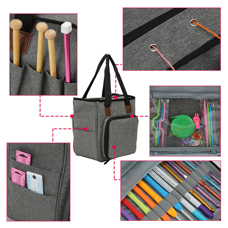 Knitting Yarn Bags Crochet Hooks Needles Sewing Kits Storage Case Organizer