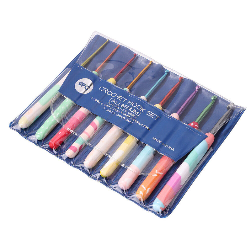 9pcs Colorful Ergonomic Crochet Hooks Soft Handles Sweater Needles (Bubble)