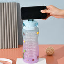 2000ml Water Bottle Sports Leakproof Time Marker Drinking Cup (Blue Purple)