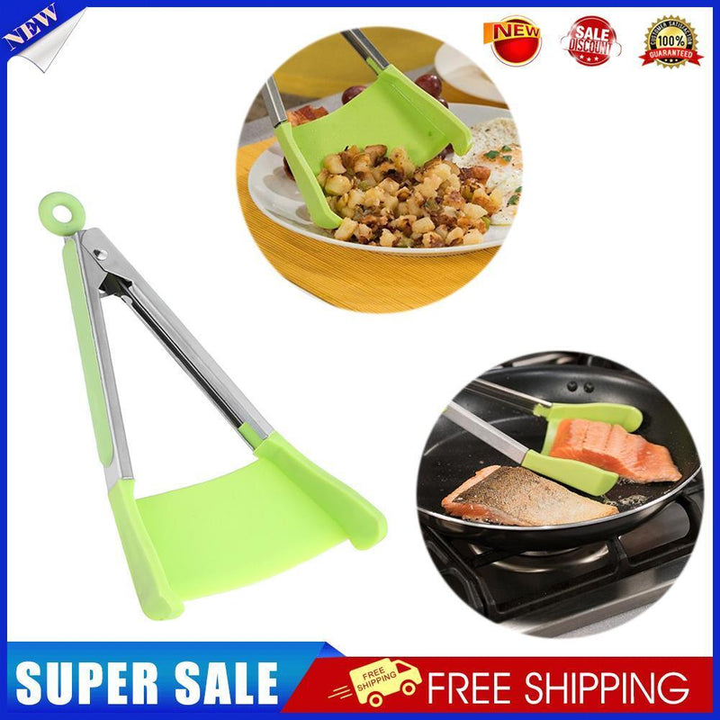 2pcs Clever Silicone Spatula Tongs Non-stick Heat Resistant Clips BBQ Frame