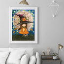 Bedroom Canvas Picture Mosaic Full Round Craft Little Witch Cat Diamond Painting