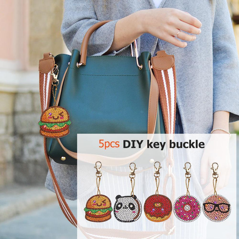 5pcs DIY Full Drill Special Diamond Painting Keychain Donuts Pendant Gift Newly