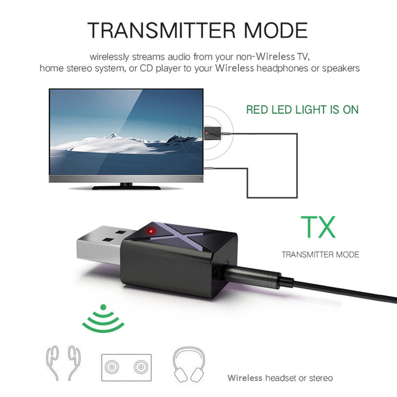 Bluetooth-compatible 5.0 Audio Receiver Transmitter 3.5mm AUX Stereo Adapte
