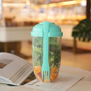 Portable Cup with Fork - Low-cal Food Container for Cereal Oatmeal (Green) Newly