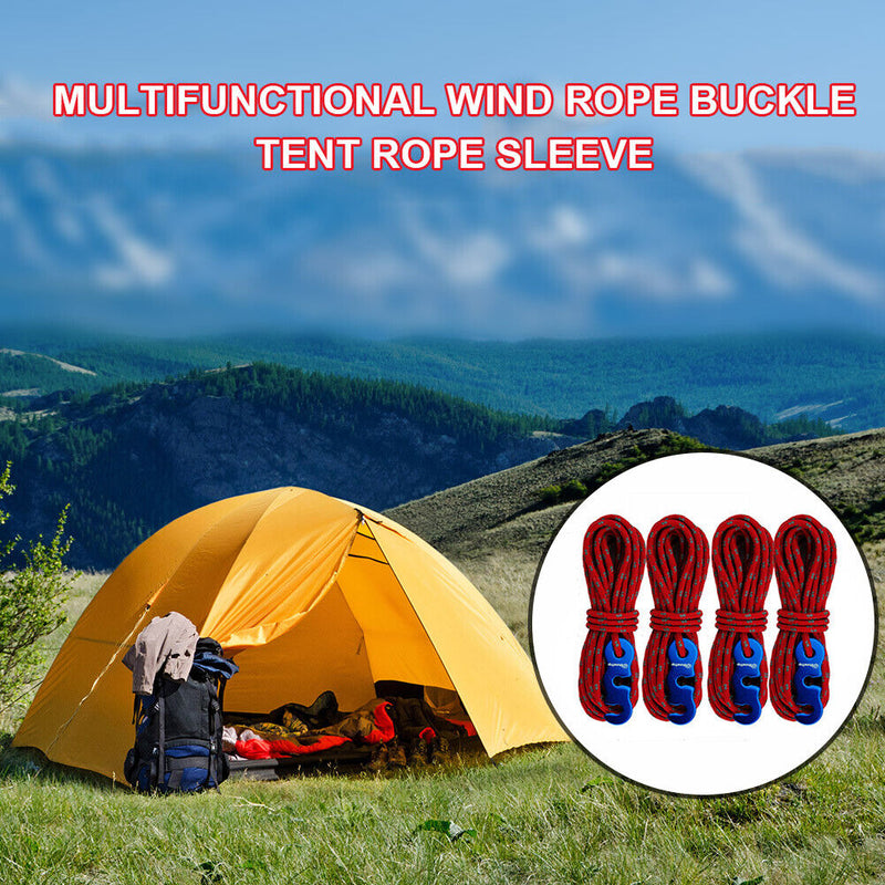 4pcs Tent Wind Rope Buckle Reflective Outdoor Camping Cord Lanyard (Red)