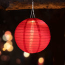 8 inch LED Round Solar Lantern Waterproof Pendant Garden Decor (Rose Red) Newly