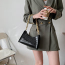 Women Alligator Pattern PU Solid Color Thick Chain Shoulder Underarm Hobos Bag