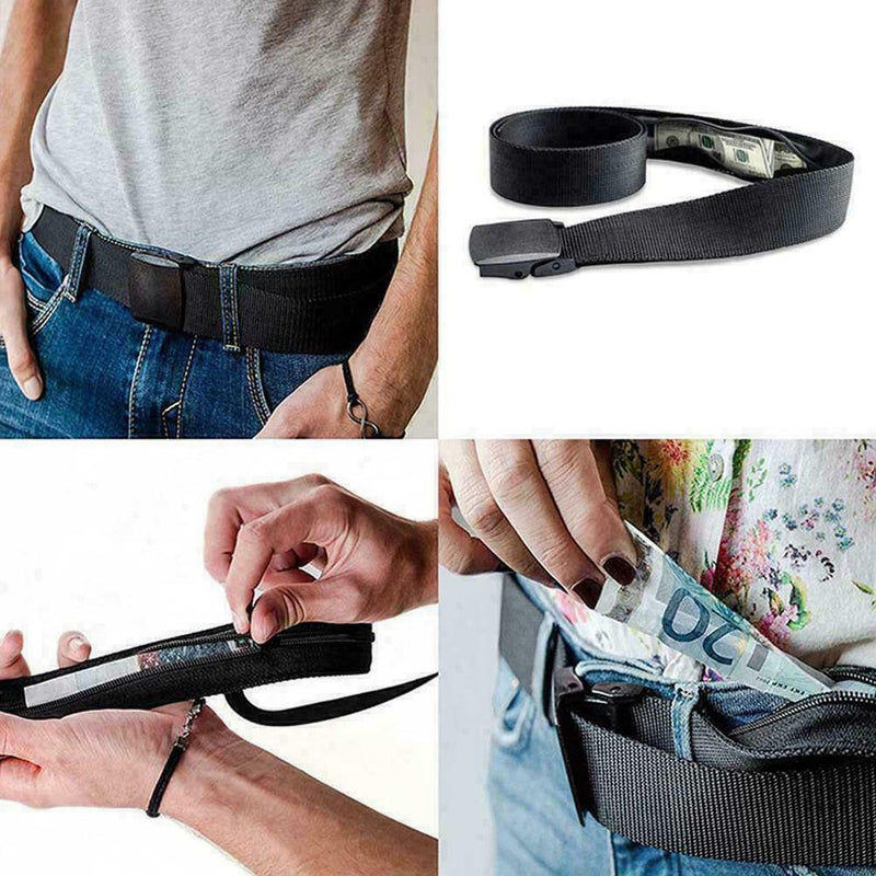 Safe Travel Security Belt Hidden Sport Pouch Money Wallet Pocket Belt P4J0 U6I3