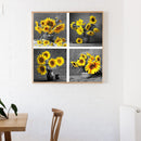 DIY Hand Painted 4 Panel Paint By Numbers Oil Canvas Pictures Sunflower Kit Gift