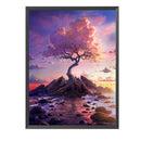 11CT Full Cross Stitch Dusk Cherry Tree DIY Printed Wall Art Crafts Home Decor