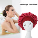 Women Night Hair Cap Double Layer Satin Headwear Adjustable Curly Hair Stylin