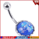 Women Trendy Stainless Steel Belly Navel Nail Punk Body Jewelry(Blue)