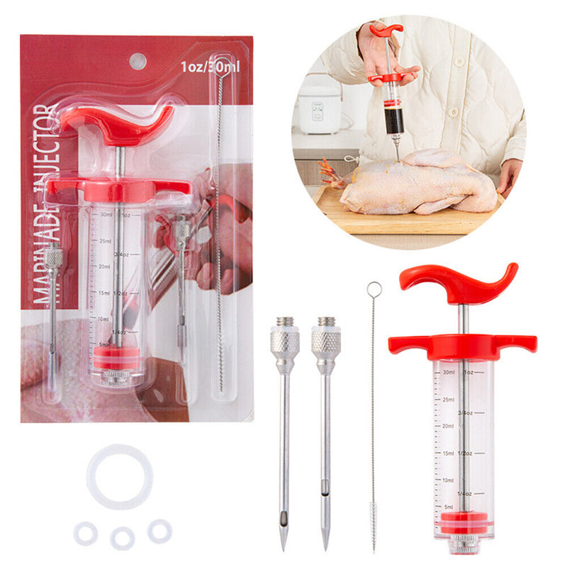 Stainless Steel Needle BBQ Flavor Injector Roast Meat Spice Sauce Syringe S