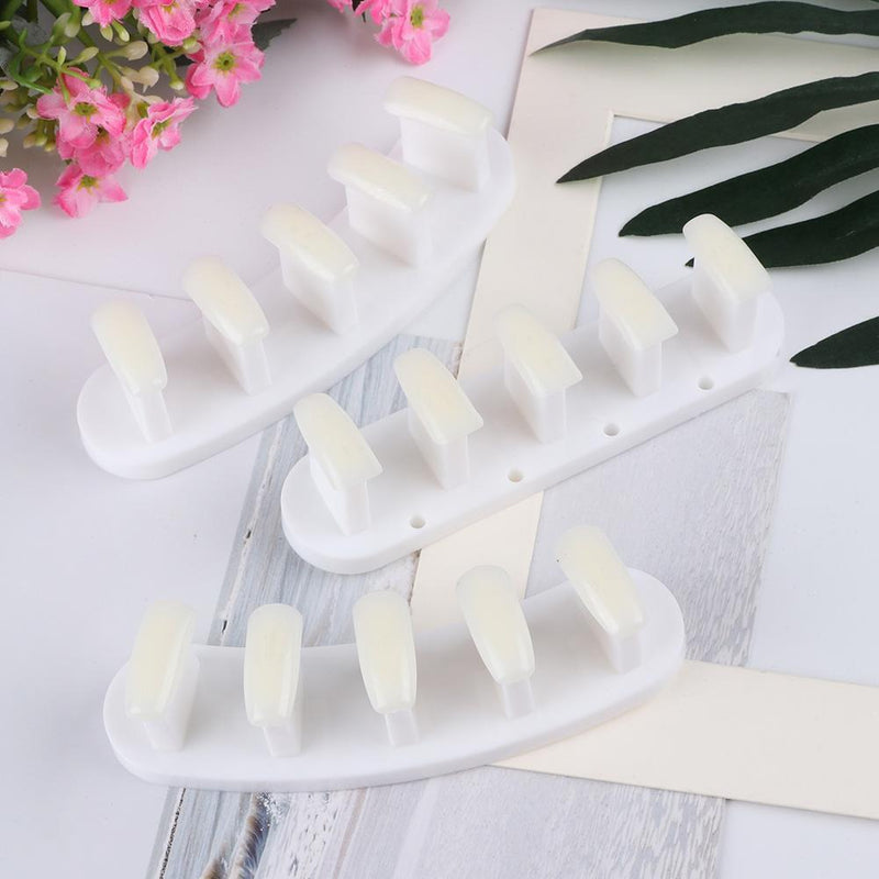3 in 1 Nail Holder Practice Training Display Stand w/15pcs Nail Tips (White