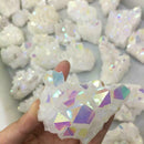 1pc White Angel Aura Quartz Point Electroplated Crystal Cluster Druzy A2Q0