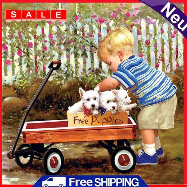 Full Round Drill Diamond Painting Little Boy Car 5D DIY Handmade Mosaic Crafts