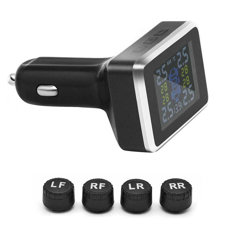 LCD Display Wireless Car Tire Pressure Monitoring System with 4 External Sensors