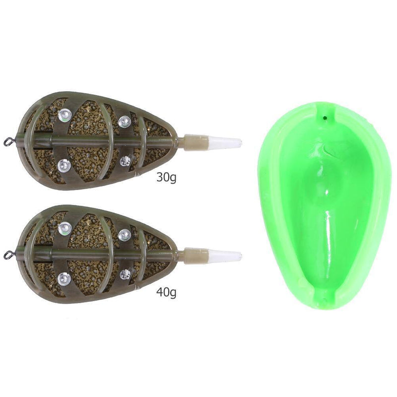 30/40g Bait Inline Method Carp Fishing Bait Basket Feeder Mould Set Newly