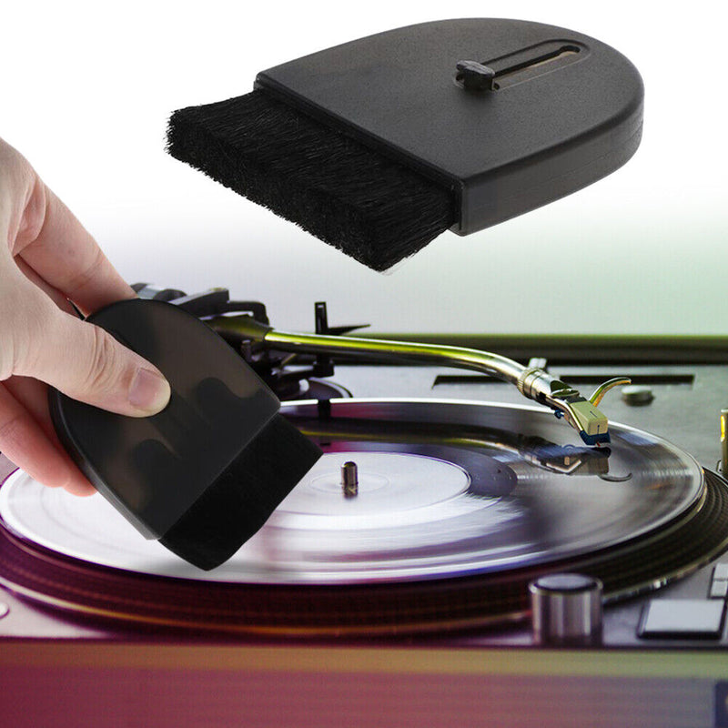 Turntable LP Vinyl Record Cleaning Brush Anti-static Dust Remover (Black)