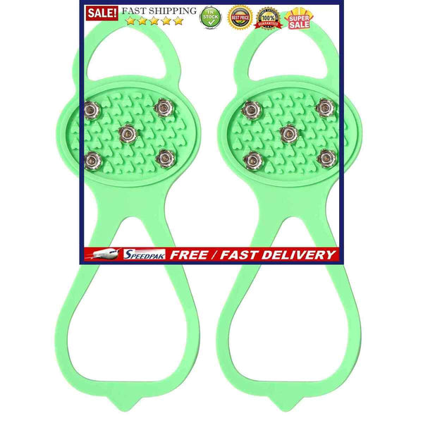 5 Teeth Spikes Crampons, Anti Slip Ice Snow Grips Walk Cleats Crampons for Sh