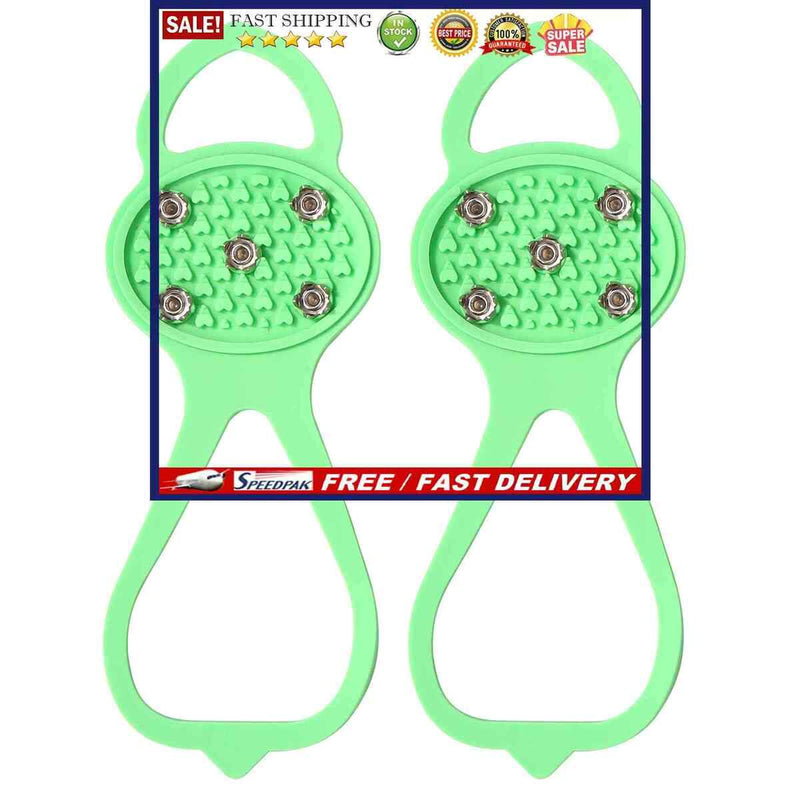 5 Teeth Spikes Crampons, Anti Slip Ice Snow Grips Walk Cleats Crampons for Sh