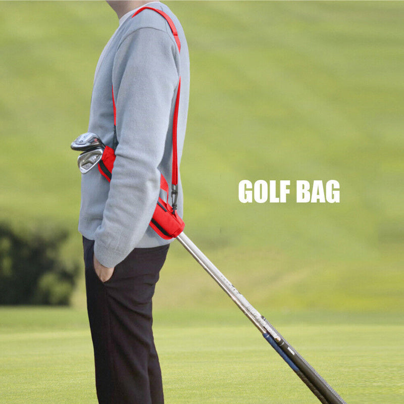 Golf Club Carrier Bag Nylon Driving Range Course Training Travel Case (Red)