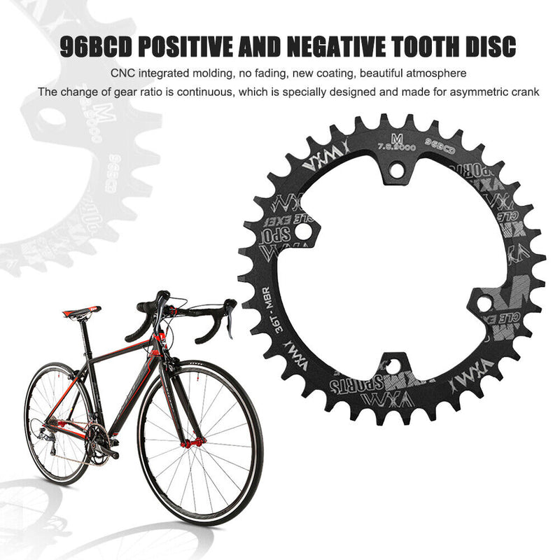 MTB Bike Chainring Bicycle Crankset Narrow Wide Chain 96BCD (Black 34T) Newly