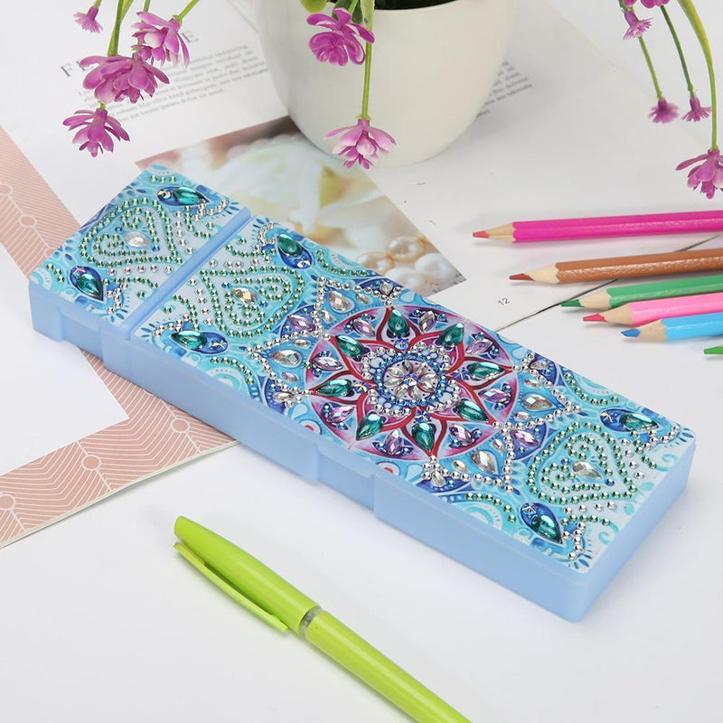 DIY Mandala Special Shaped Diamond Painting 2 Grids Student Pencil Case Box Gift