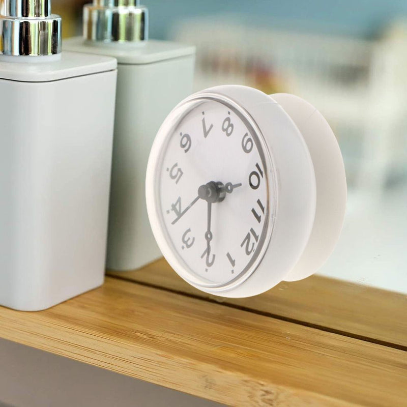 Waterproof Bathroom Mini Anti-Fog Watch Suction Cup Wall Clock Sucker