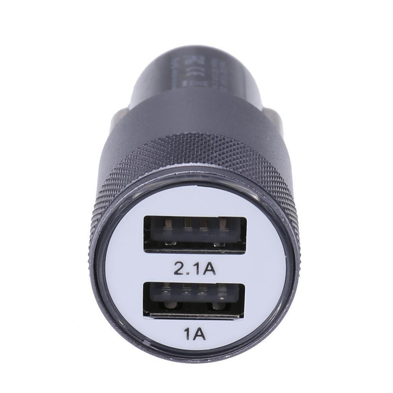 Metal Dual USB 2.1A Car Cigarette Lighter Adapter Charger(Gray+Black) Newly