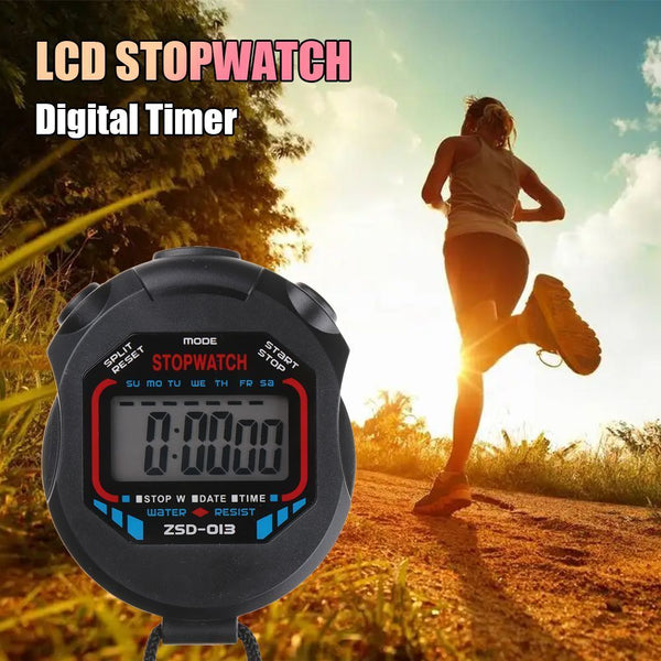 With Strap Sports Handhold LCD Stopwatch Digital Timer Time Counter Chronograph