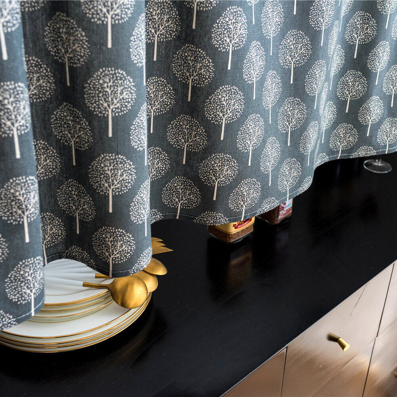 Short Curtain Shading Curtains Home Decor for Window Screen (Navy Tree) Newly