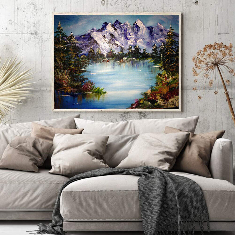 50x40cm Frameless Oil Paint By Numbers Snow Mountain Lake Paint Canvas Picture