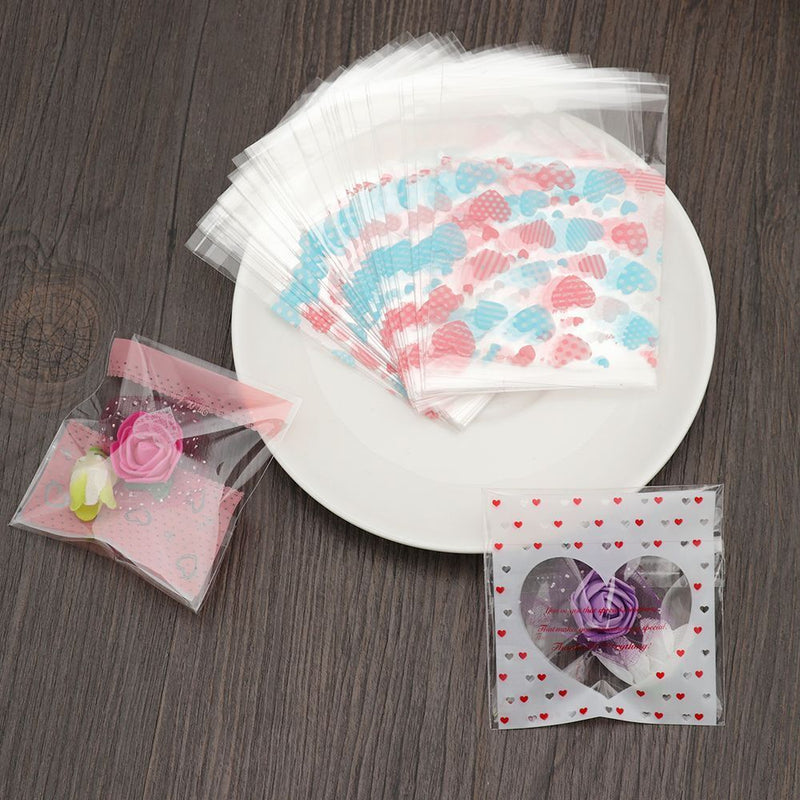 Wedding Favors Plastic Cookie Pocket Candy Bag Cute Bow Design Self-Adhesive