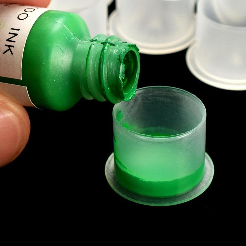 Plastic Microblading Tattoo Ink Cup Cap Pigment Clear Holder Container(B)