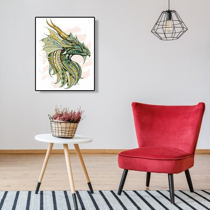 DIY Digital Oil Painting By Numbers Green Dragon Picture Living Room Decor