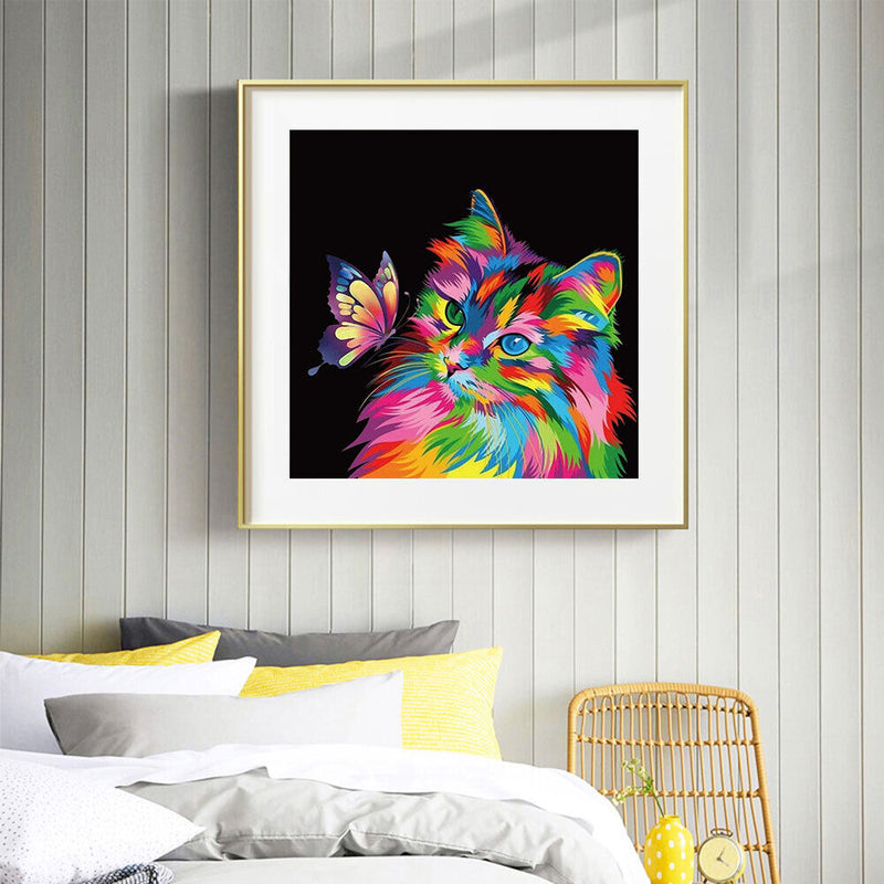 5D DIY Diamond Painting Kits Full Round Drill Colorful Cat Mosaic Picture