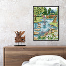 2 Beaches DIY Full Embroidery Waterfront Garden Printed Cross Stitch Kit Craft