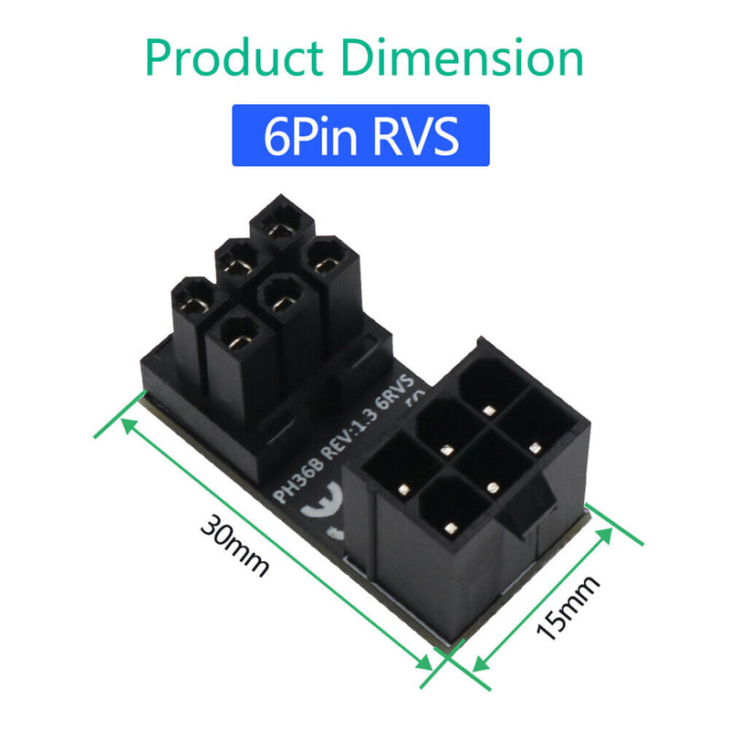 2x 180 Degree Angled Connector ATX 6 Pin Power Supply Adapter for Graphics Card