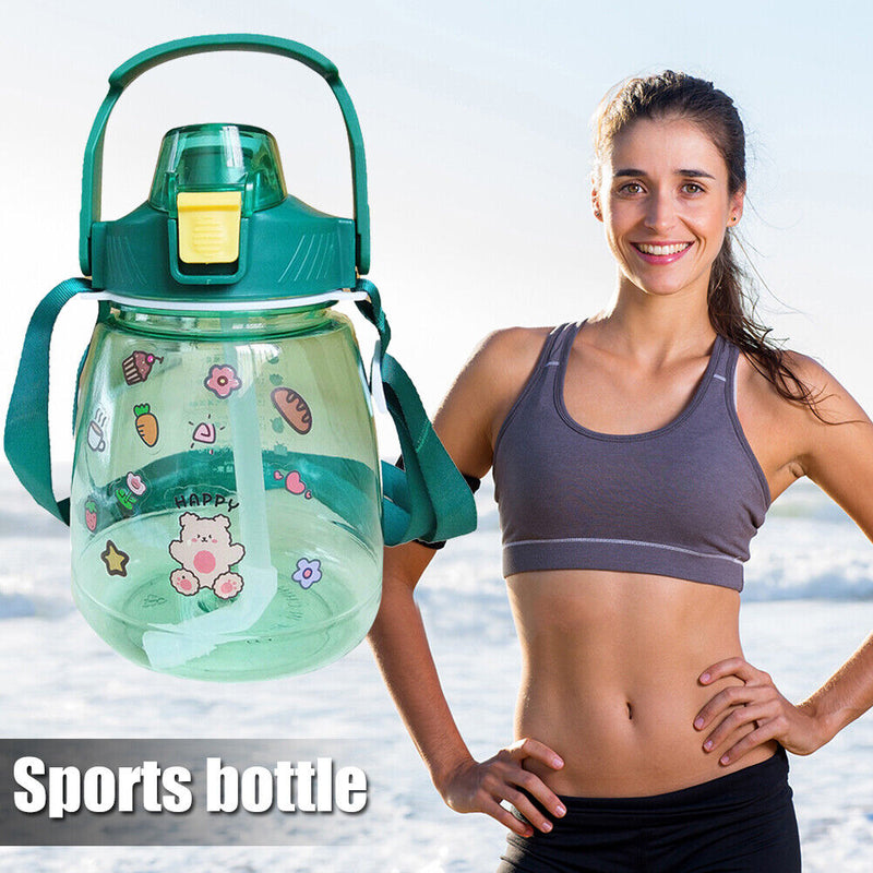 1300ml Drinking Water Bottle Big Belly Water Jug Cup Sports Bottle (Green)