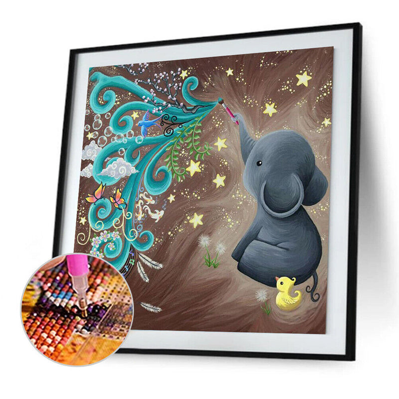5D DIY Full Drill Diamond Painting Elephant Embroidery Mosaic Kit Bedroom Decor