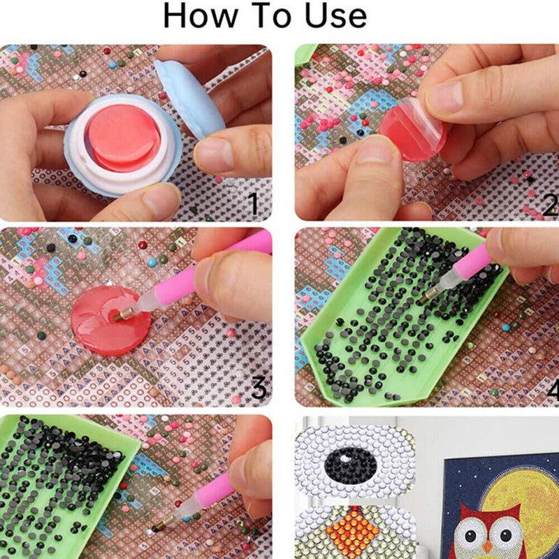 DIY Crafts Point Drill Nail Art Tools 4pcs Diamond Painting Clay + Storage Box