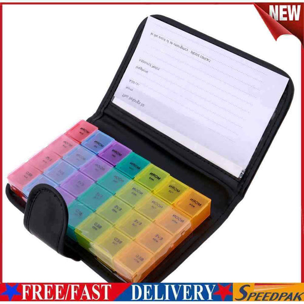 Pills Box 7 Days 28 Slot Weekly Tablet Case Medicine Holder Storage Organizer