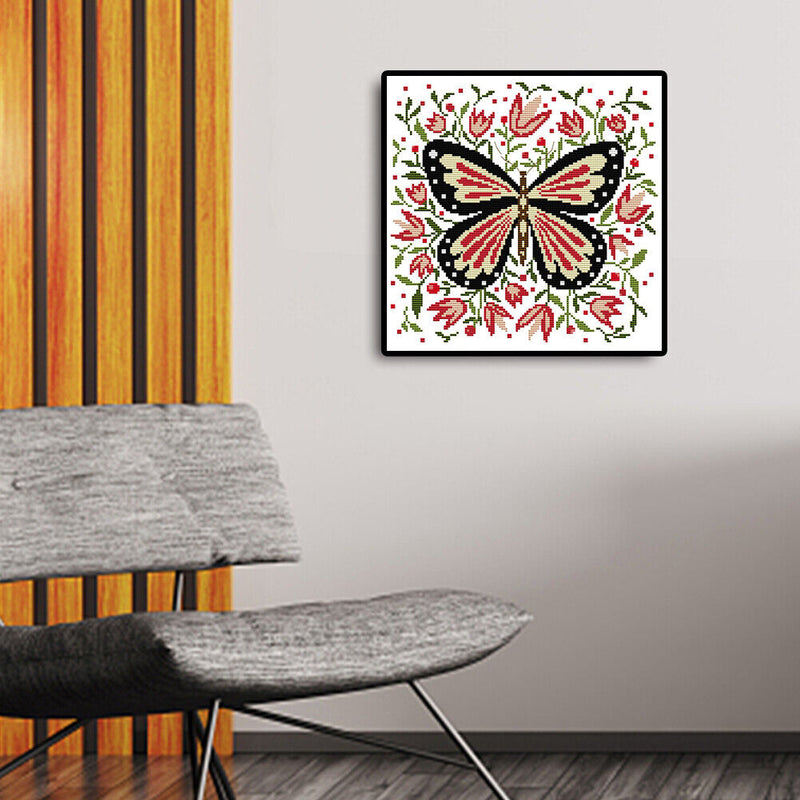 Partial Embroidery Cross Stitch Set Needlework Kit 14CT Butterfly Artwork