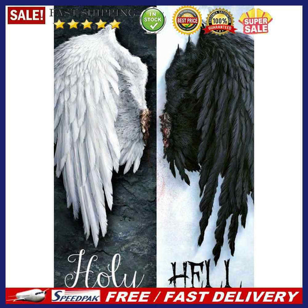 Diamond Painting Kit Black and white angel wings Full Round Rhinestone