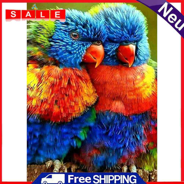 Full Round Diamond Painting DIY Kit 2 Rainbow Parrots Rhinestone Mosaic Picture