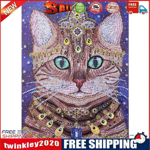 5D DIY Special Shaped Diamond Painting Noble Cat Cross Stitch Embroidery